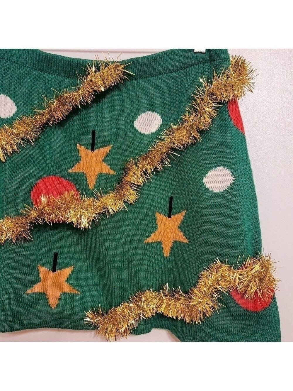 With Love Derek Green Gold Tinsel Knit Mini Skirt Large - Picture 4 of 9